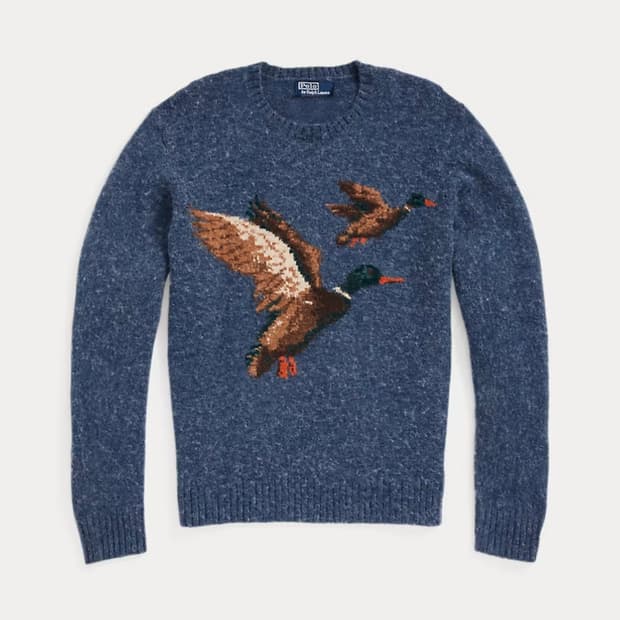 (L)폴로랄프로렌 말라드덕 스웨이드 패치 브러쉬 니트