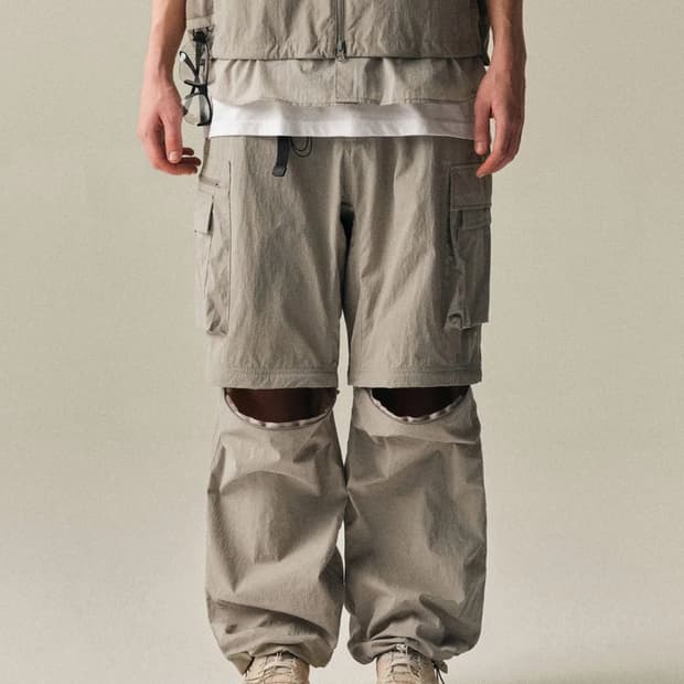 무신사 스탠다드 시티 레저 와이드 디태처블 카고 그레이쉬 베이지 30