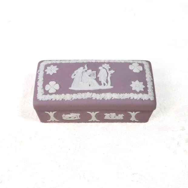 [컨디션할인] 웨지우드 제스퍼웨어 라일락 직사각트링켓 소품함