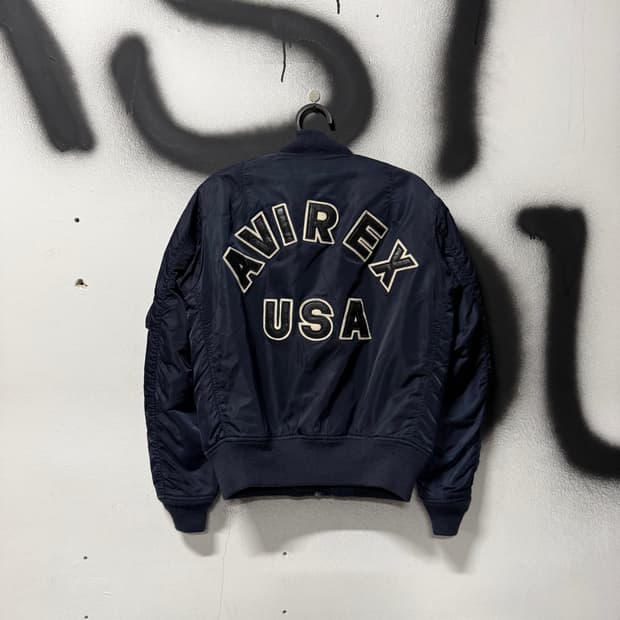 아비렉스 USA 레더 빅 패치 리버시블 Ma-1 플라이트 봄버 자켓
