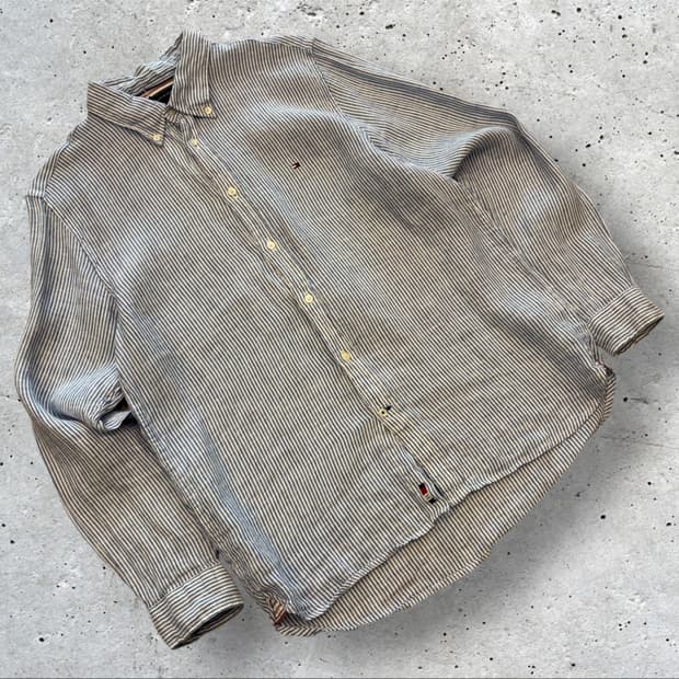 [M] 타미힐피거 레귤러핏 린넨 스트라이프 셔츠 C800