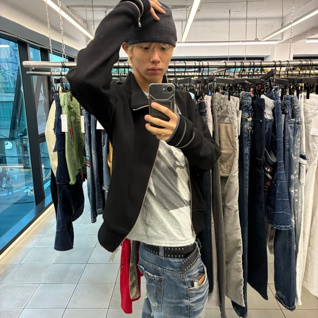 휴이 side zip neck track top 01사이즈 블랙