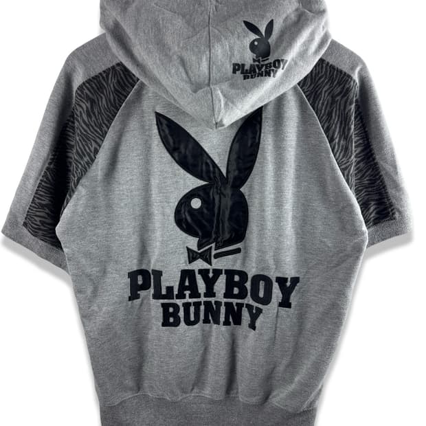 90S 플레이보이 버니 갸루 지브라 반팔 후드집업2391