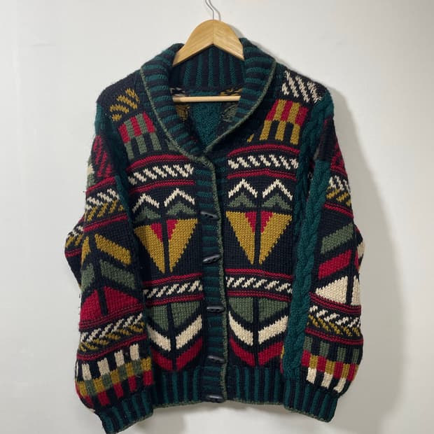 빈티지 패턴 떡볶이 가디건 Free - K19 