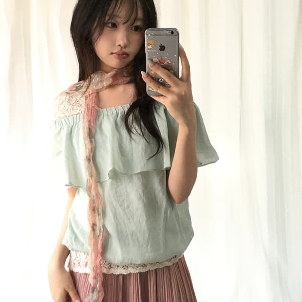 빈티지 민트 핑크 플라워 코디세트