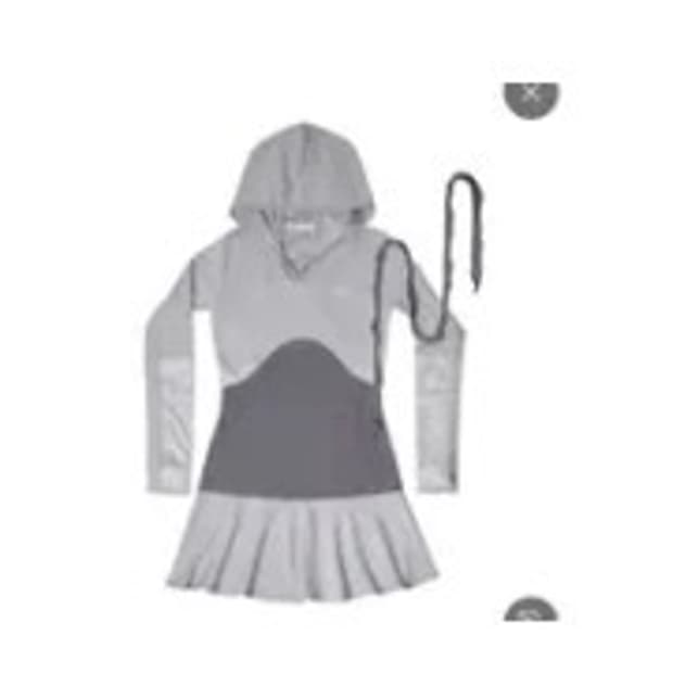 오호스 쿨 그레이 스카프 후드 드레스