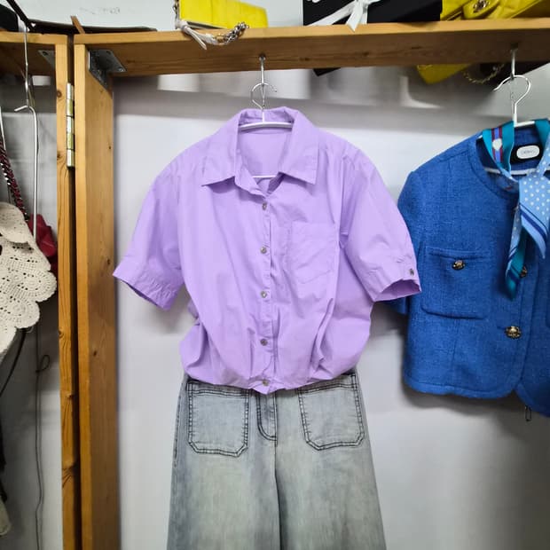 편집샾 라벤더 셔츠점퍼. 점퍼셔츠. 타임버튼