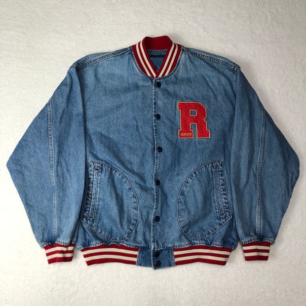 빈티지 데님 바시티 자켓