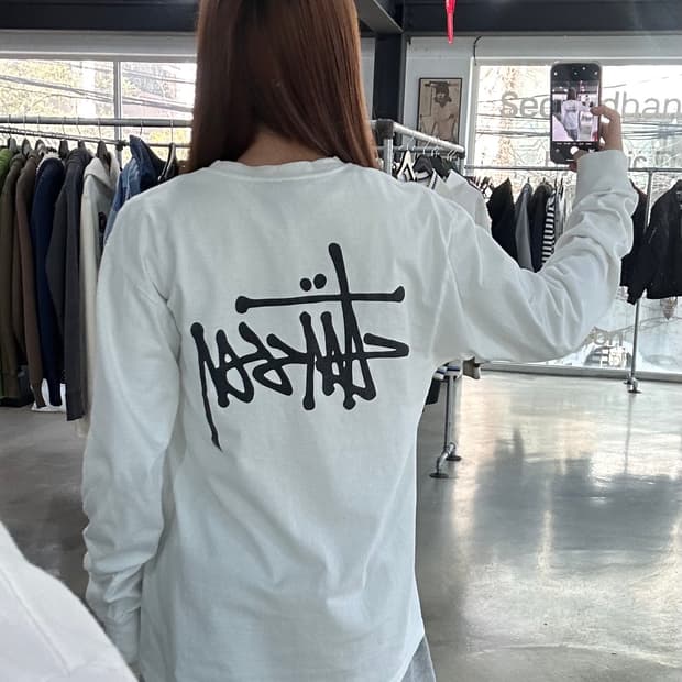 스투시 백로고 롱슬리브긴팔티 