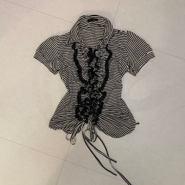 Vintage stripe frill top