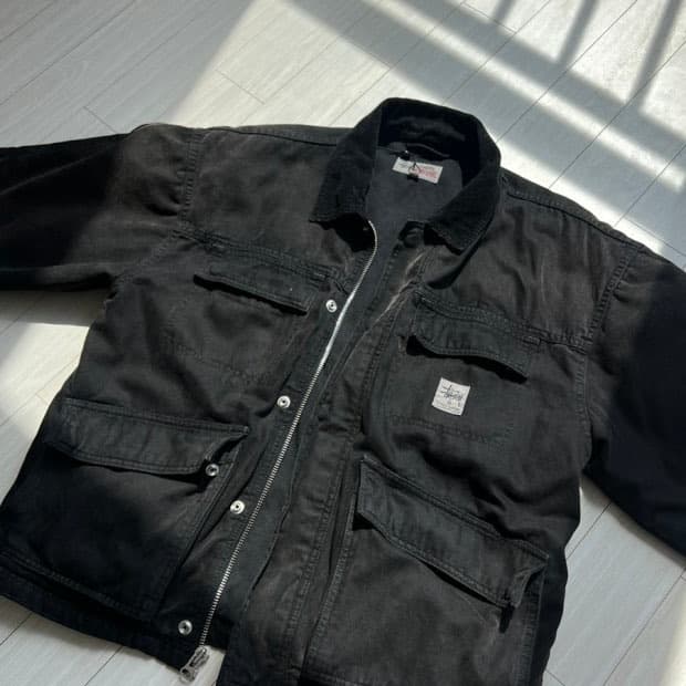 Stussy Washed Canvas Shop Jacket Black