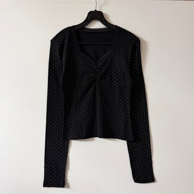 새상품 여자 도트 레이스 긴팔