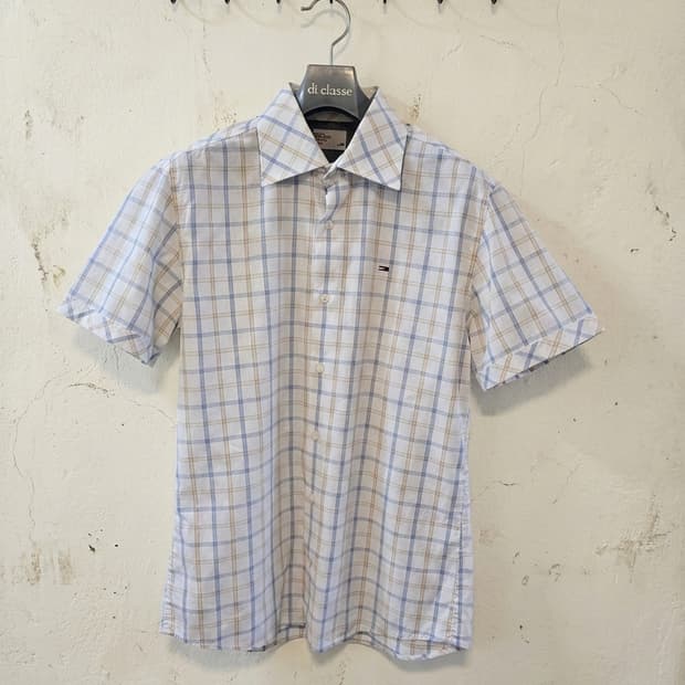 타미힐피거 데님 체크 반팔 셔츠 M