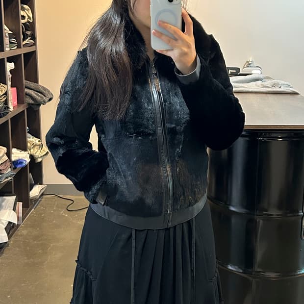 블랙 리얼 퍼 자켓