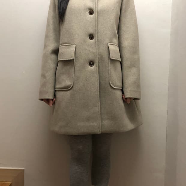 빈티지 오트밀 울 하프 코트