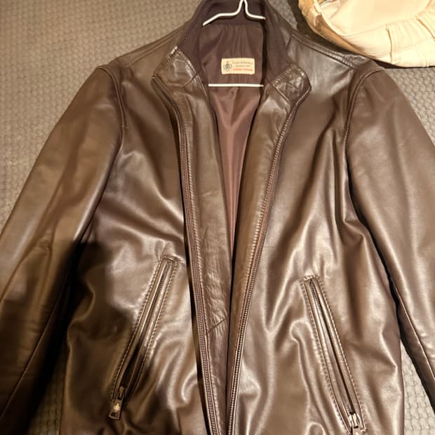 루이지 보렐리 브라운 레더 자켓(eu48, m)