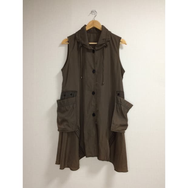 빈티지 브라운 셔링 롱 베스트