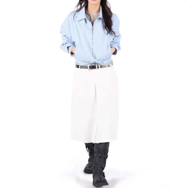 릿킴 버튼 넥 블루종 스트라이프