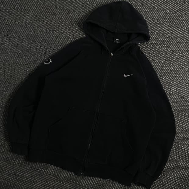 00s 나이키 올드스쿨 자수 로고 블랙 후드집업y 3958