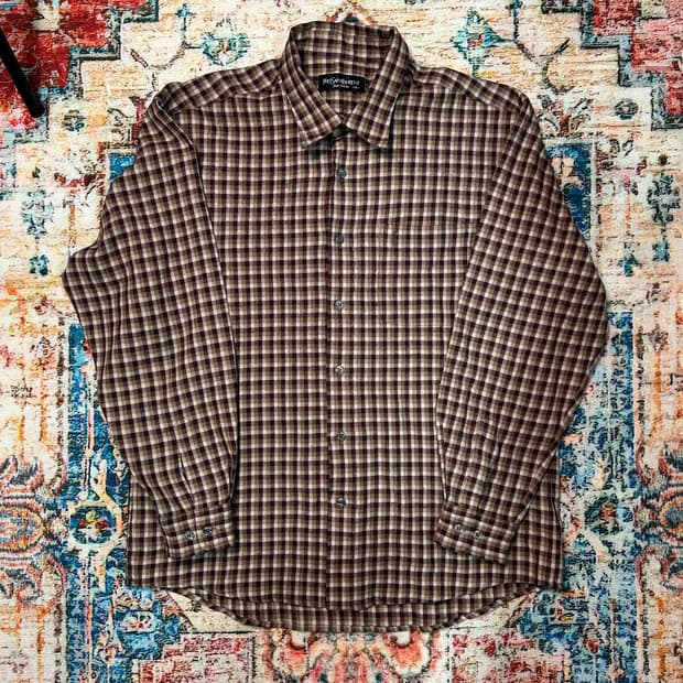 [L] 90s 입생로랑 뿌르 옴므 브라운 체크 셔츠