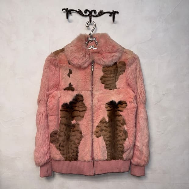 Baby pink rabbit fur animal pattern jk