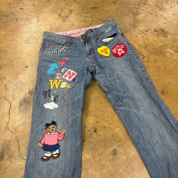 [정품] 티니위니 데님 청바지 귀여운 패치 장식