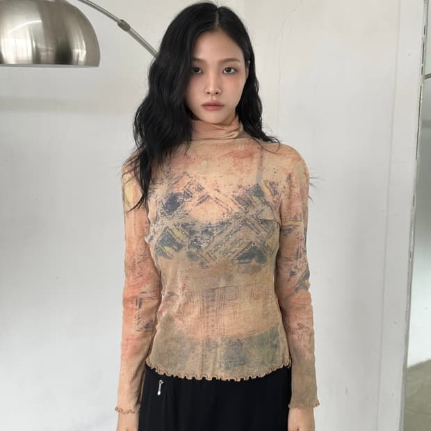 빈티지 프린팅 비즈 탑