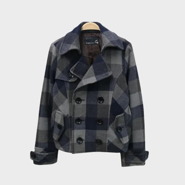 애즈논애즈 체크 더블 숏 울혼방 코트 59694