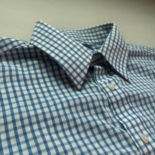 Stafford 블루 체크 셔츠