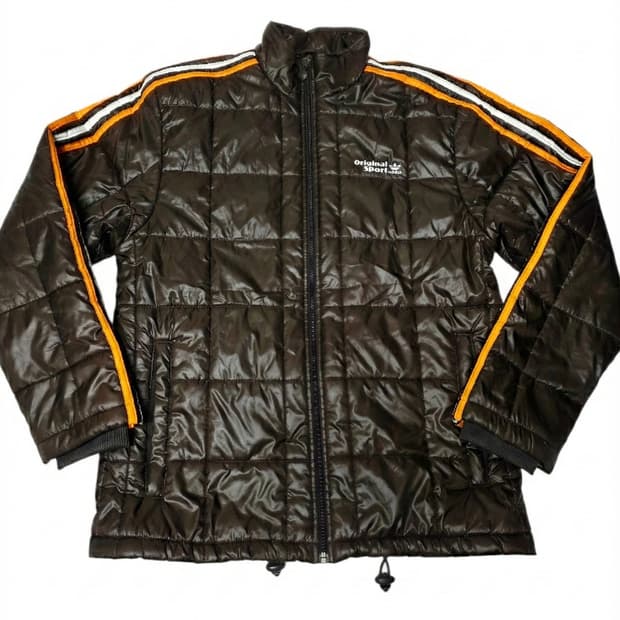 [아디다스] 빈티지 감성 초코브라운 오리지널 스포츠 유광 퀼팅 자켓 M(
