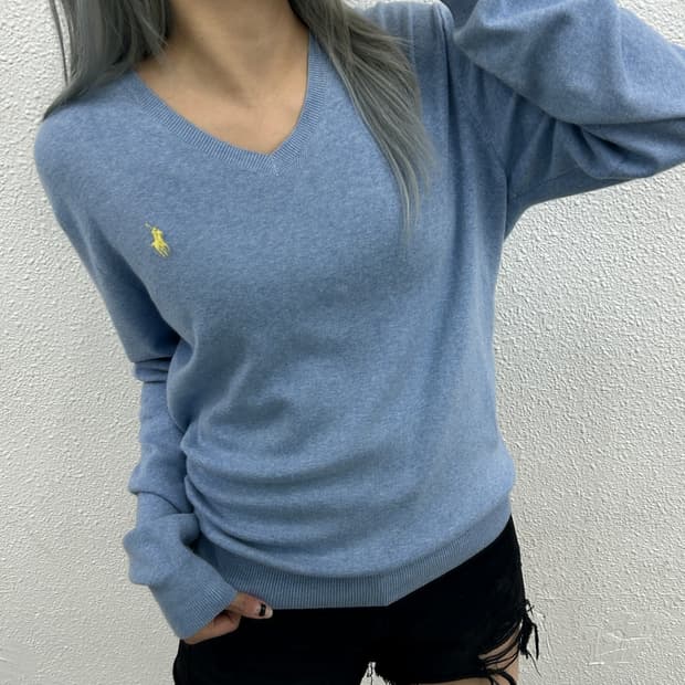 폴로 랄프로렌 옐로우포니 소라 브이 니트 S