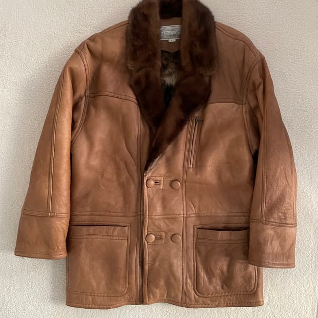 vintage double breasted sheepskin coat
