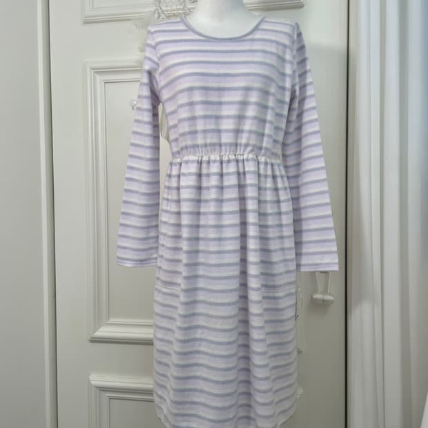 purple stripe waist shirring pocket home
