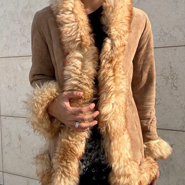 “Vintage”00’s Fur Trimming Shearling Lea