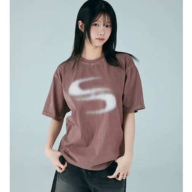 소라노 반소매 티셔츠 더스트핑크