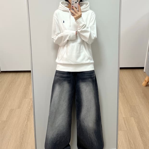 폴로 랄프로렌 신형 네이비 포니 화이트 후드티