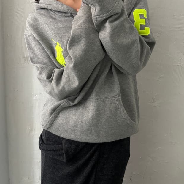 Polo 폴로 랄프로렌 네온 빅포니 그레이 컬러 후드집업