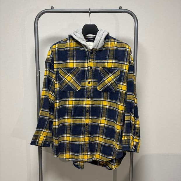 XS) R13 알써티 후드 플란넬 셔츠