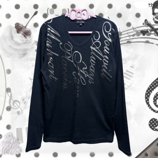 y2k 펑크 브이넥 레터링 롱슬리브
