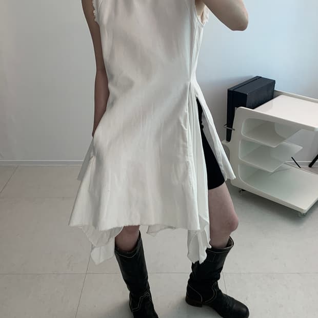 Cotton Slit Sleeveless Dress