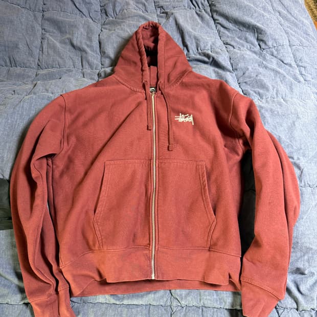 스투시 후드집업 버건디 L