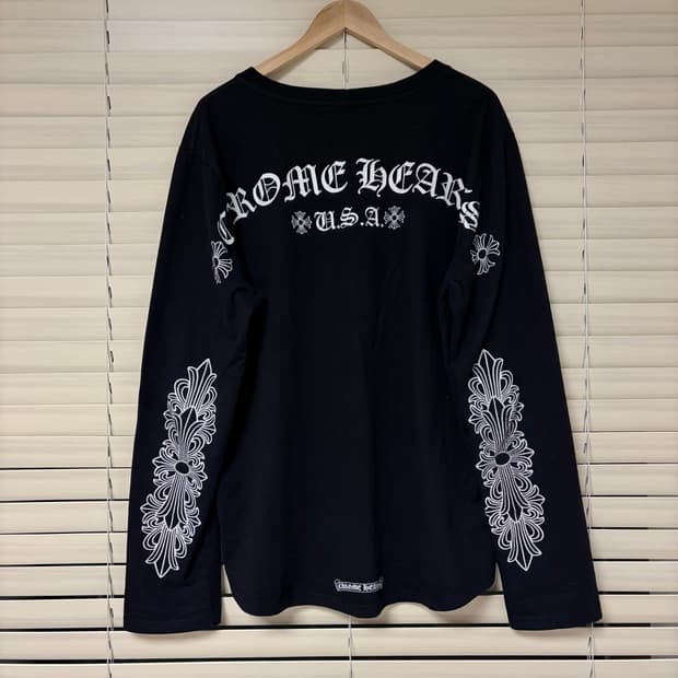 레어) 크롬하츠 플로랄 홀스슈 크로스 롱슬리브 긴팔 티셔츠 XL