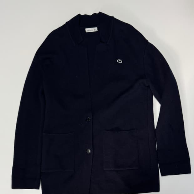 정품 라코스테 자켓형 울 가디건 M 네이비