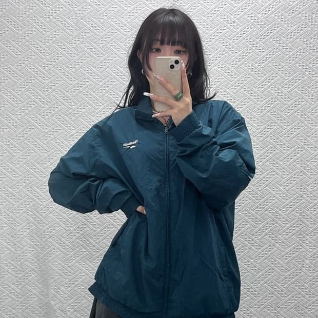 리복 희귀 레트로 스트릿 빈티지 딥그린 바람막이 자켓 XL C11312