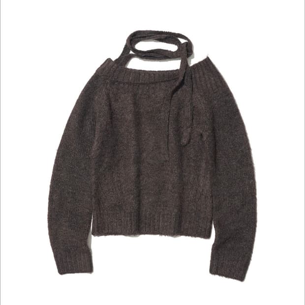 파르티멘토 우먼 타이 넥 스트랩 언발란스드 니트 탑 팝니다