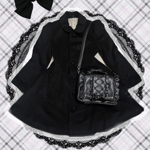 디어리깔 어스뮤직 블랙 플레어 코트 디어마이러브 리즈리사 디어리 히메갸루