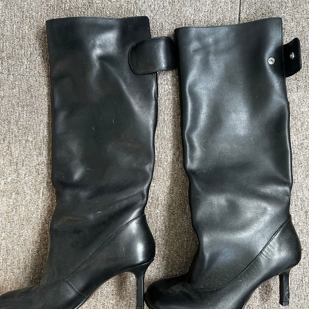 자라 레더 와이드 앵클부츠