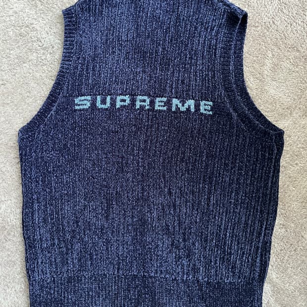 슈프림 셔닐 스웨터 베스트 네이비