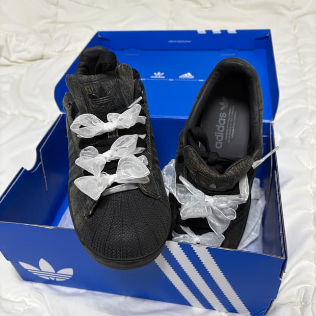 레이스 끈증정 250)아디다스 슈퍼스타 워시드 데님