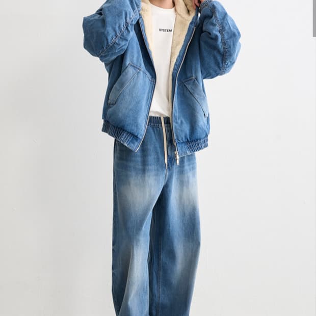 시스템옴므 와이드 데님 팬츠